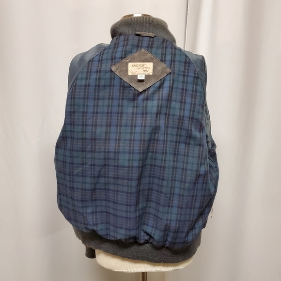 Vintage 90s y2k Gray Suede Leather Bomber Jacket The Fox Collection L - Picture 6 of 9